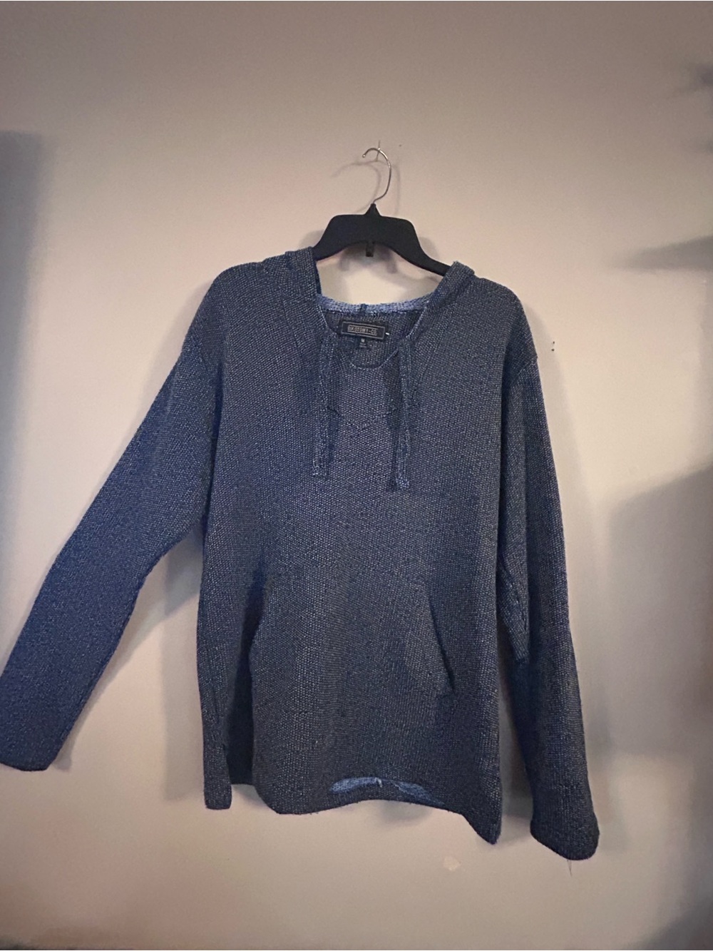 Women’s Hooded Crewneck Sweater in Denim Blue